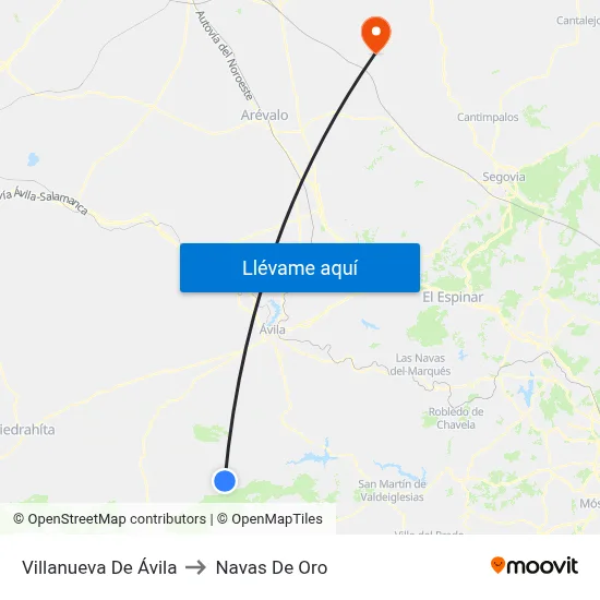 Villanueva De Ávila to Navas De Oro map