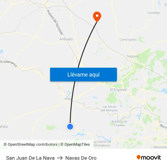 San Juan De La Nava to Navas De Oro map