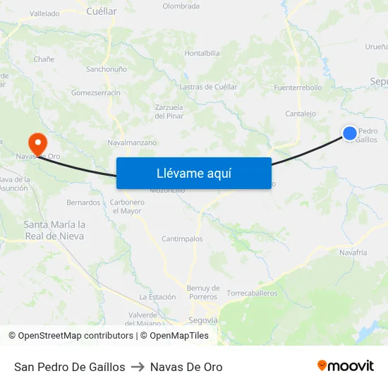 San Pedro De Gaíllos to Navas De Oro map