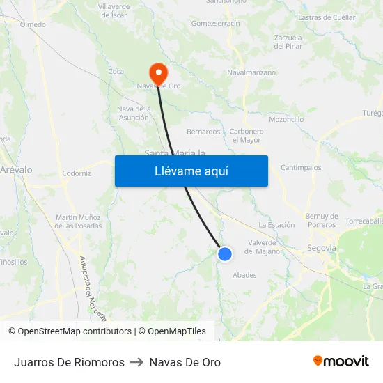 Juarros De Riomoros to Navas De Oro map