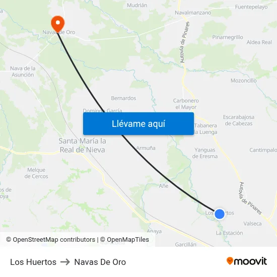 Los Huertos to Navas De Oro map