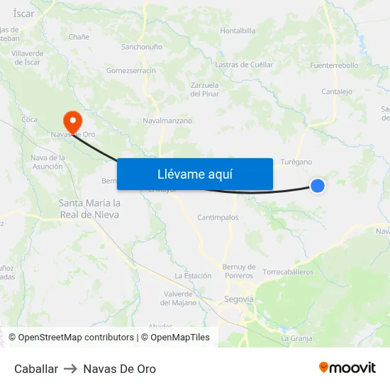 Caballar to Navas De Oro map