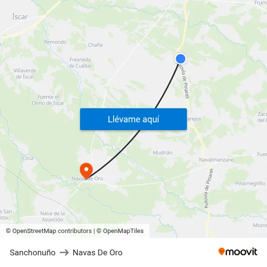 Sanchonuño to Navas De Oro map