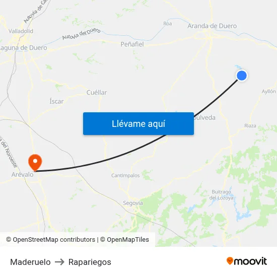Maderuelo to Rapariegos map