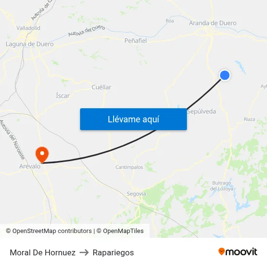 Moral De Hornuez to Rapariegos map