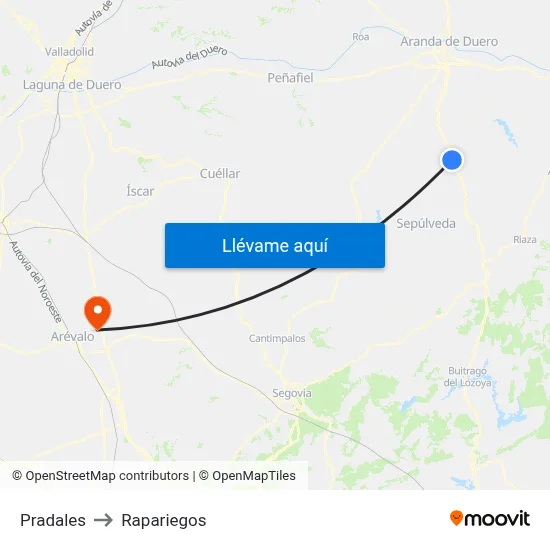 Pradales to Rapariegos map