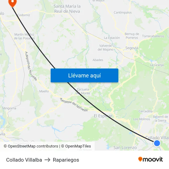 Collado Villalba to Rapariegos map