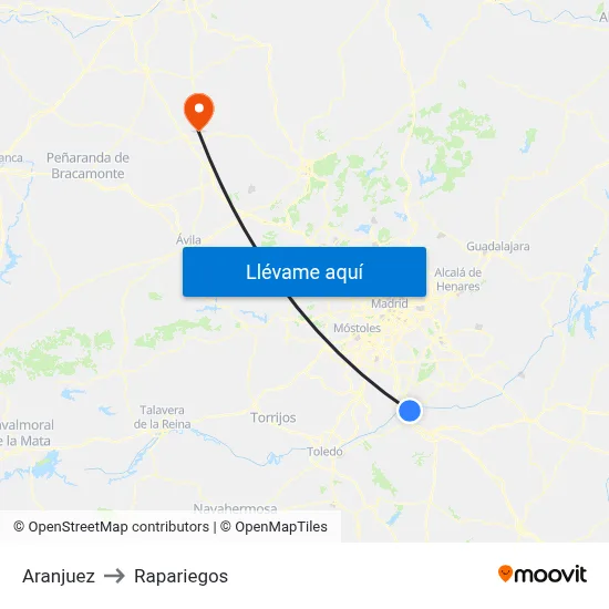Aranjuez to Rapariegos map