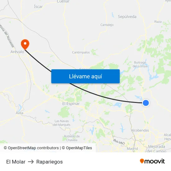 El Molar to Rapariegos map