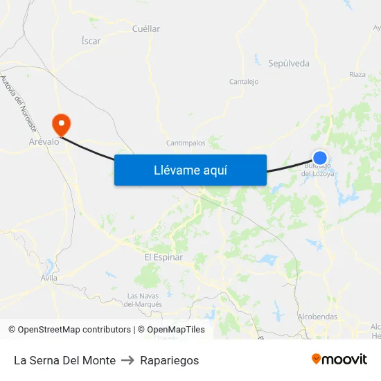 La Serna Del Monte to Rapariegos map