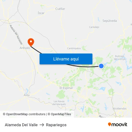 Alameda Del Valle to Rapariegos map
