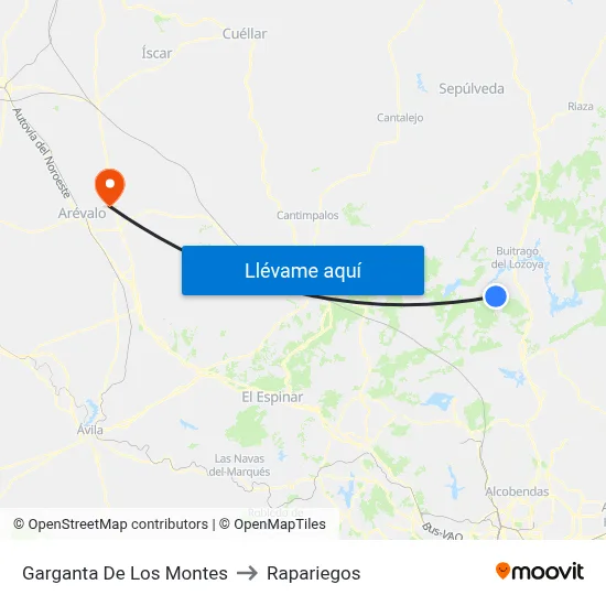 Garganta De Los Montes to Rapariegos map
