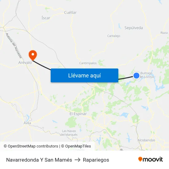 Navarredonda Y San Mamés to Rapariegos map