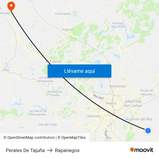Perales De Tajuña to Rapariegos map