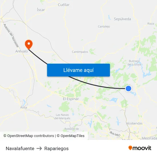 Navalafuente to Rapariegos map
