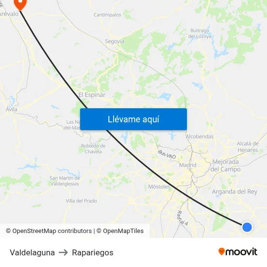 Valdelaguna to Rapariegos map