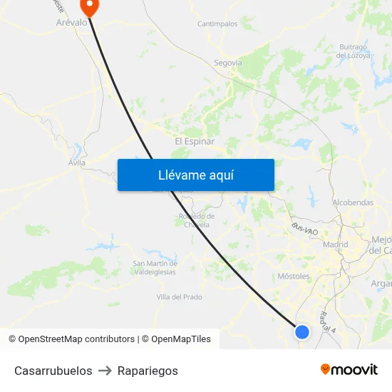 Casarrubuelos to Rapariegos map