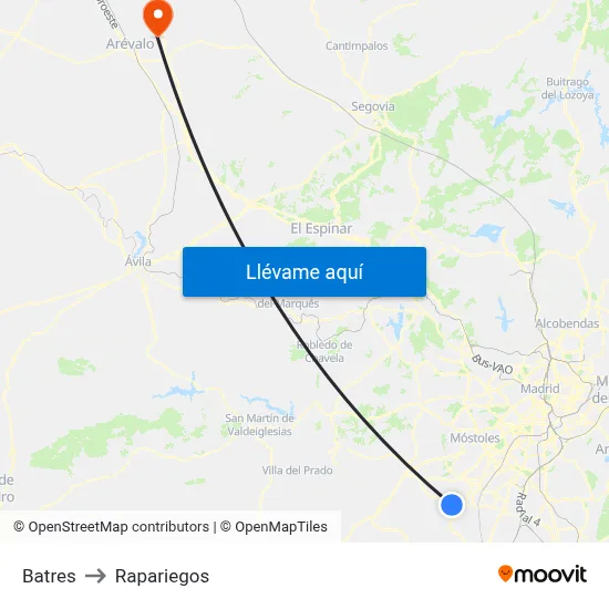 Batres to Rapariegos map