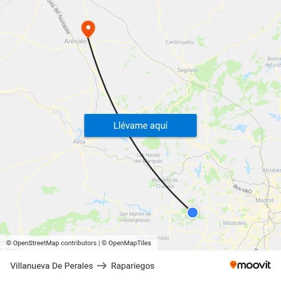 Villanueva De Perales to Rapariegos map