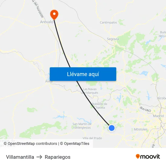 Villamantilla to Rapariegos map