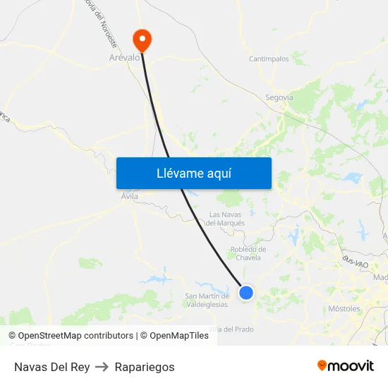Navas Del Rey to Rapariegos map