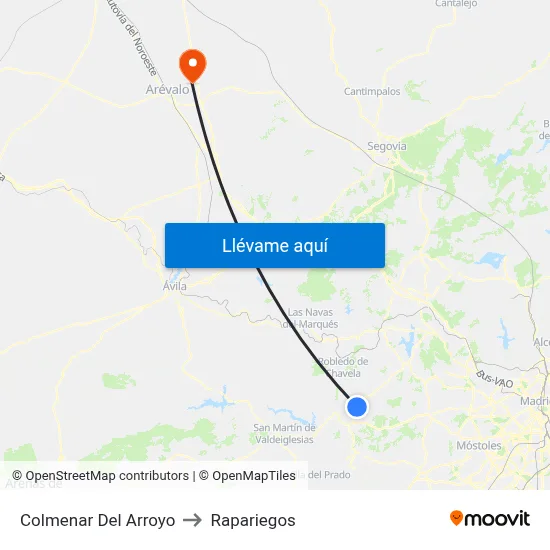 Colmenar Del Arroyo to Rapariegos map