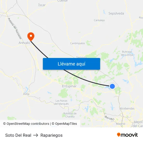 Soto Del Real to Rapariegos map