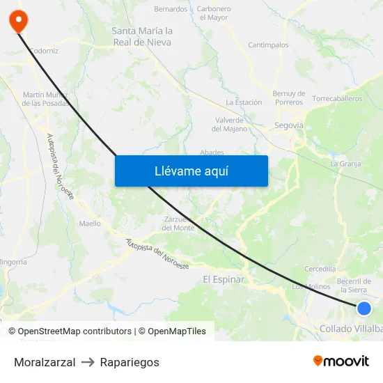 Moralzarzal to Rapariegos map