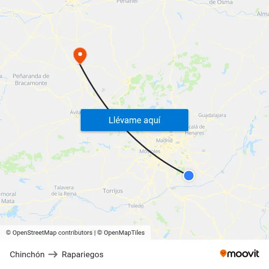 Chinchón to Rapariegos map