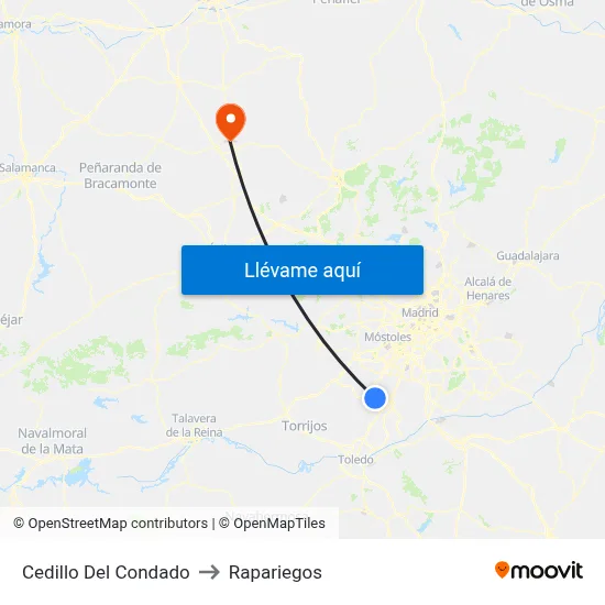 Cedillo Del Condado to Rapariegos map