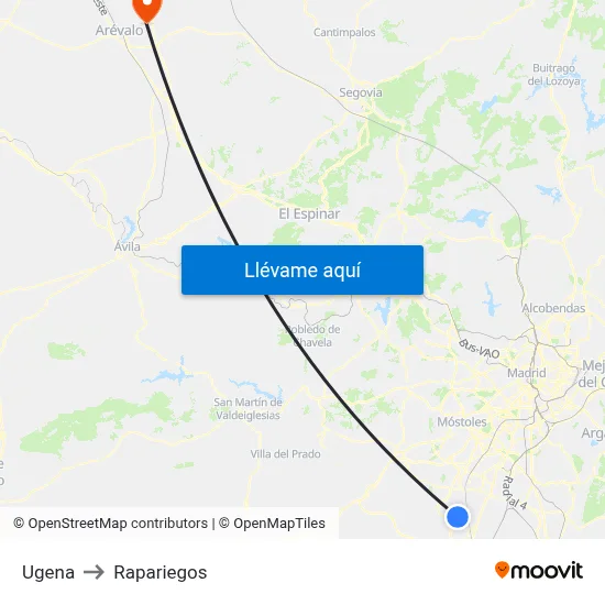 Ugena to Rapariegos map