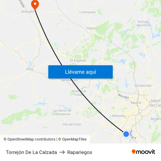 Torrejón De La Calzada to Rapariegos map