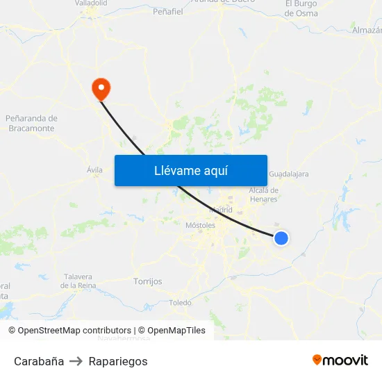 Carabaña to Rapariegos map