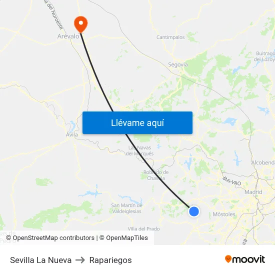Sevilla La Nueva to Rapariegos map