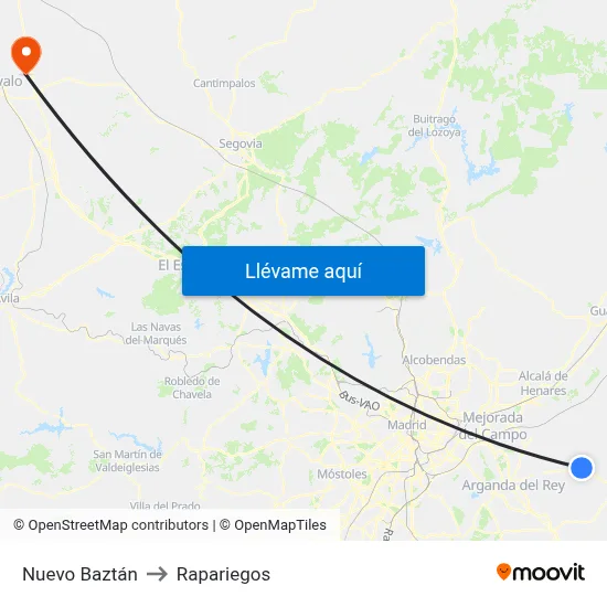 Nuevo Baztán to Rapariegos map
