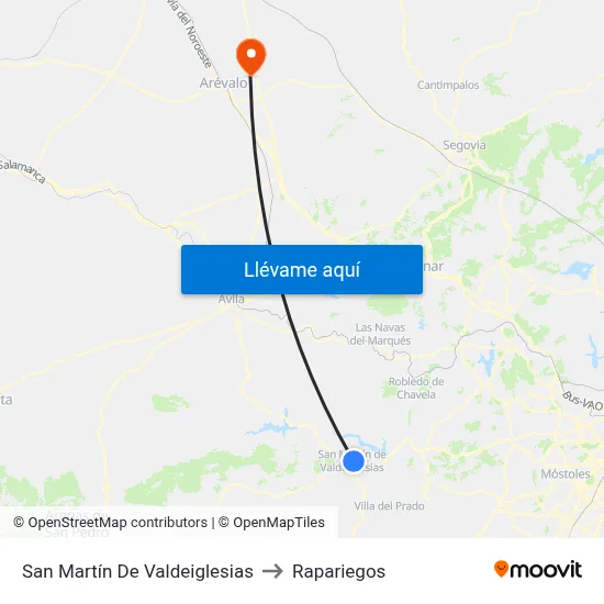 San Martín De Valdeiglesias to Rapariegos map