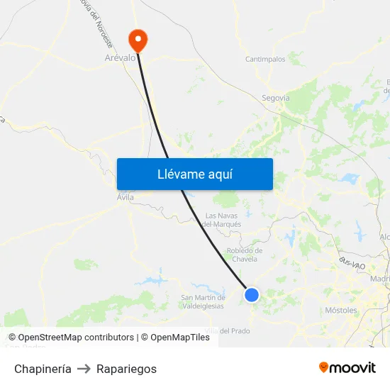 Chapinería to Rapariegos map
