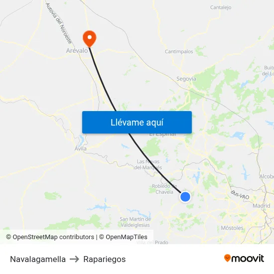 Navalagamella to Rapariegos map