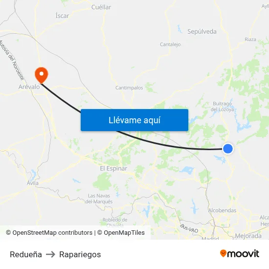Redueña to Rapariegos map
