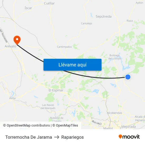 Torremocha De Jarama to Rapariegos map