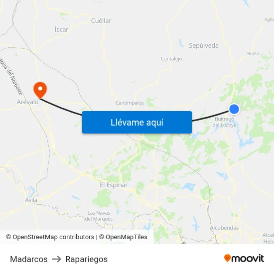 Madarcos to Rapariegos map
