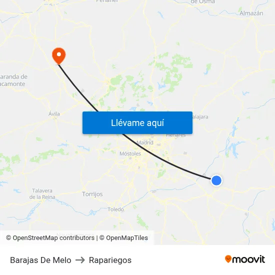 Barajas De Melo to Rapariegos map