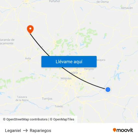 Leganiel to Rapariegos map