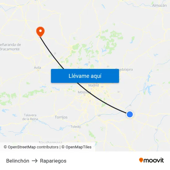 Belinchón to Rapariegos map