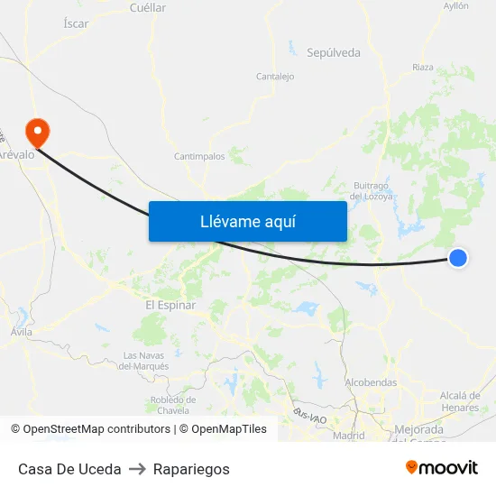 Casa De Uceda to Rapariegos map