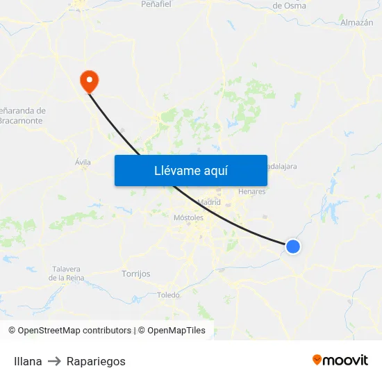 Illana to Rapariegos map