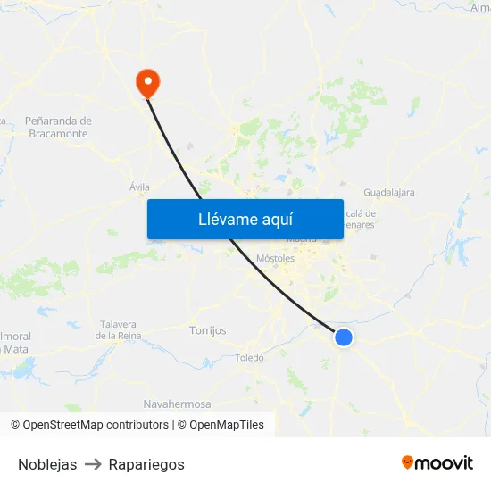 Noblejas to Rapariegos map