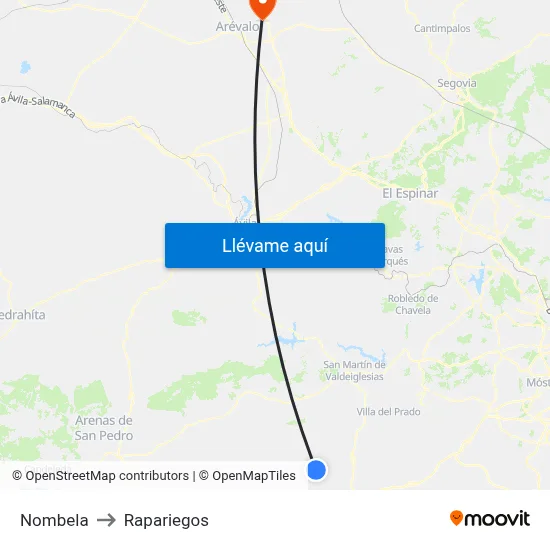 Nombela to Rapariegos map
