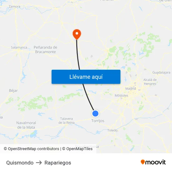 Quismondo to Rapariegos map