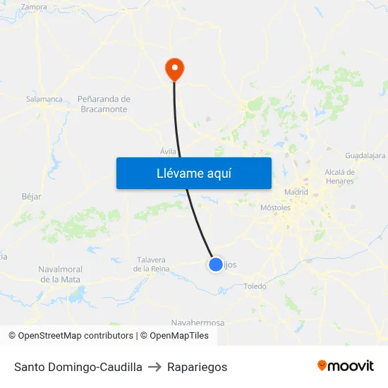 Santo Domingo-Caudilla to Rapariegos map